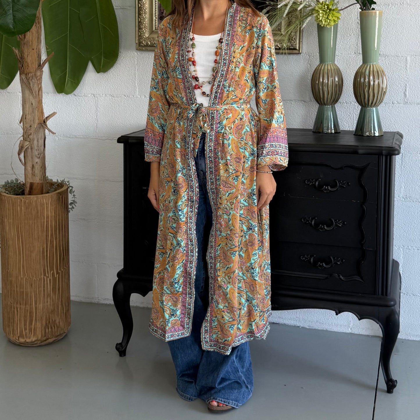Kimono lungo Seta Indiana