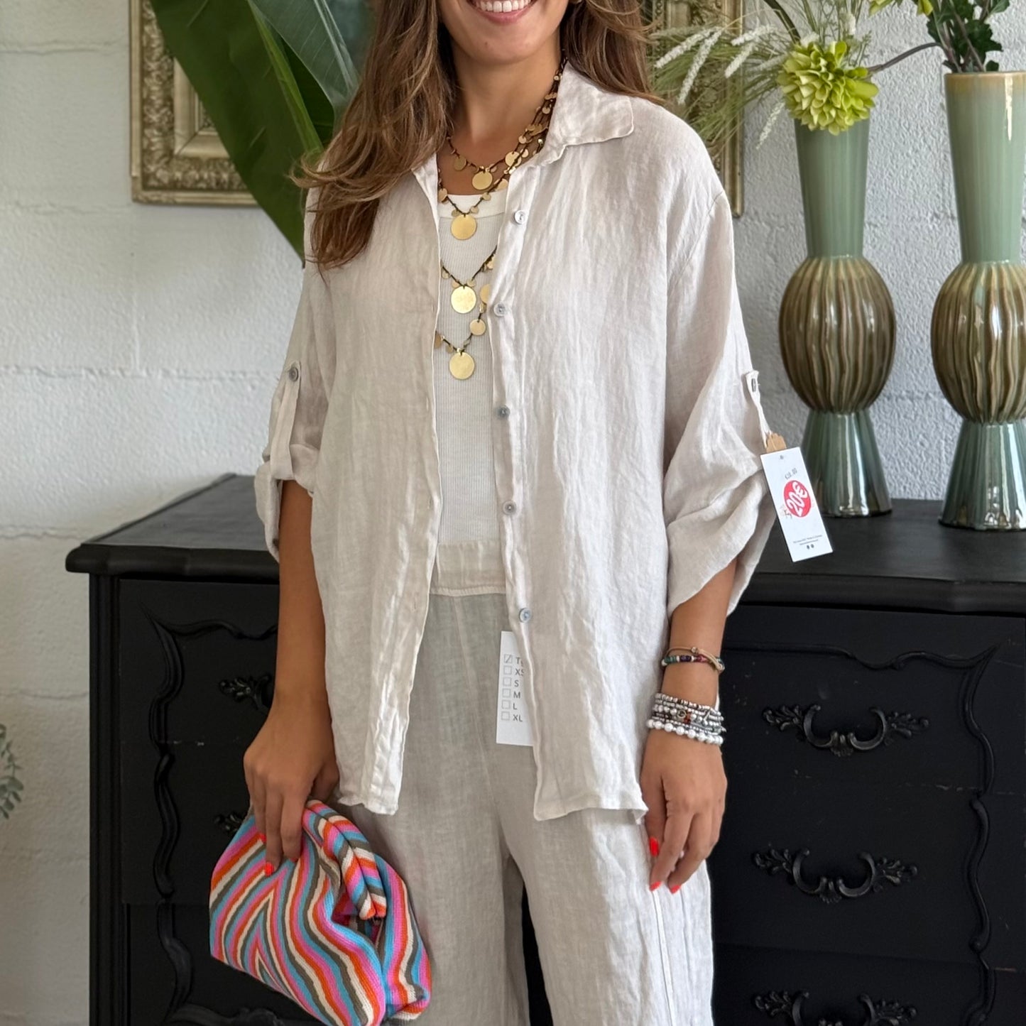 Camicia in Lino Beige