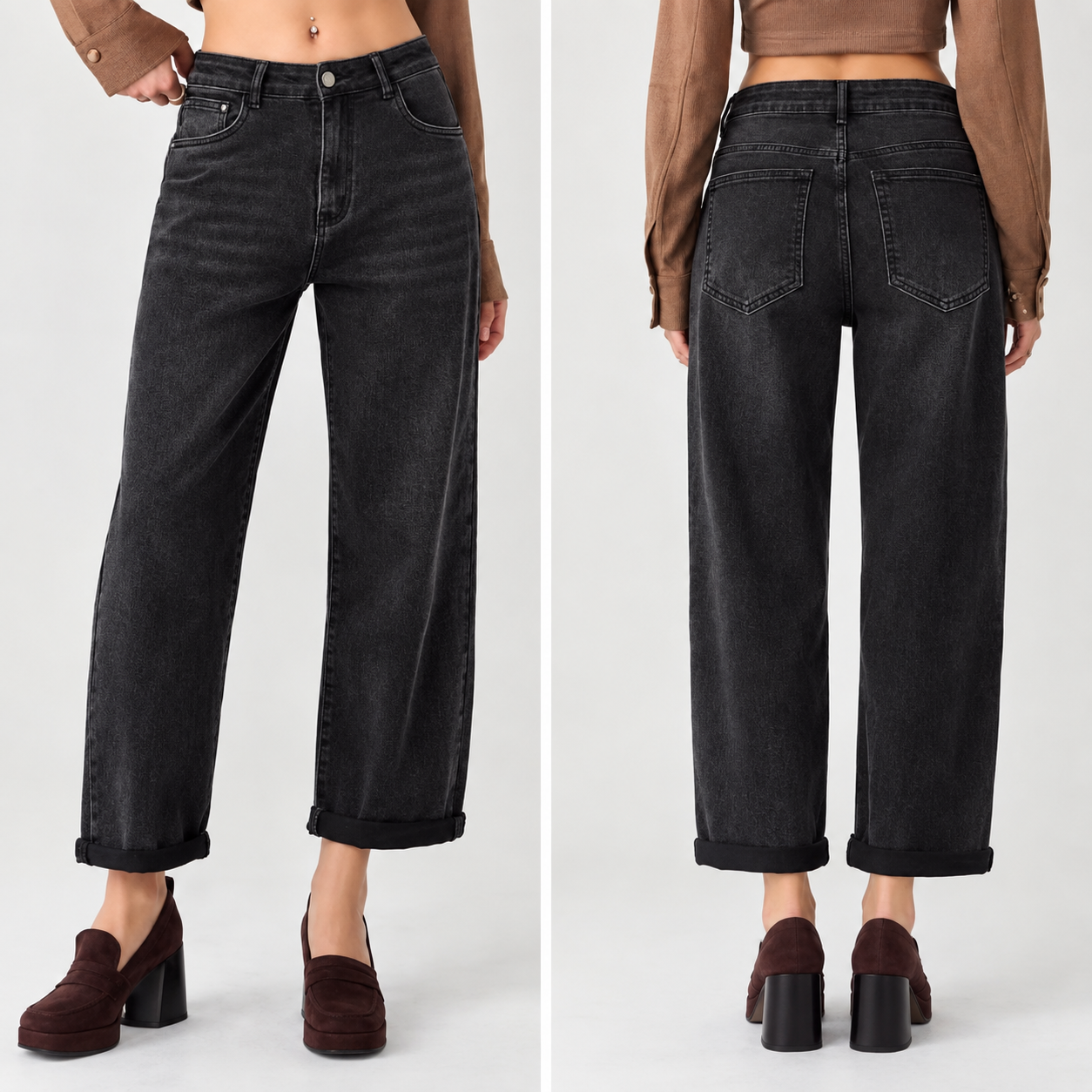 Jeans Mom Fit Relaxed Noir
