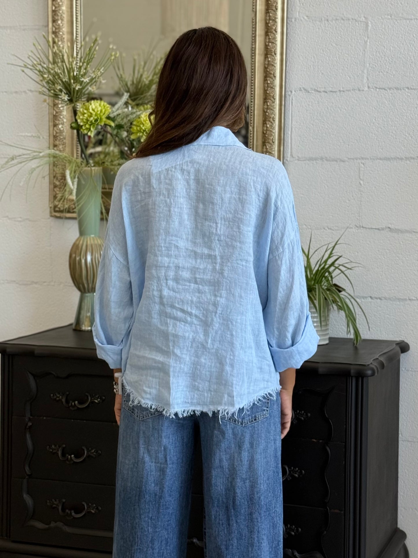 Camicia in Lino con Borchie